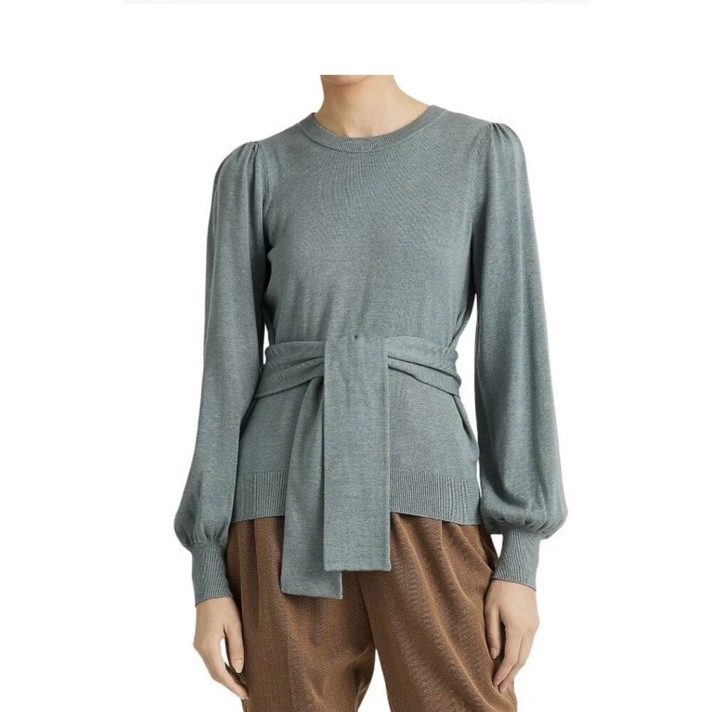 LAUREN Ralph Lauren Women's Belted Cotton-Blend Sweater Green Sz XXL